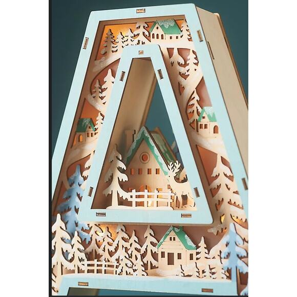 Anthropologie Wonderland Scene Monogram Initial Letter A Christmas Holiday Light - Picture 3 of 6